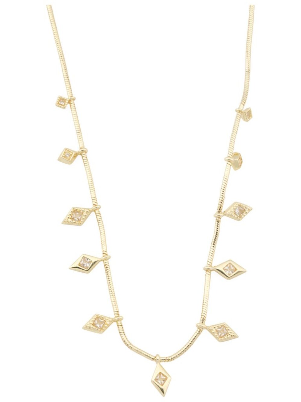 Kendra Scott Kinsley Gold Strand Necklace White CZ Cubic Zirconia Dainty NWT - Picture 4 of 4